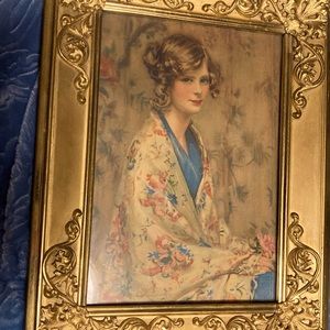 2 Vintage matching framed portraits. Each weighs over 5 pounds - very heavy